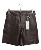 NKNITンニット）の古着「vegan leather short pants」｜ブラウン