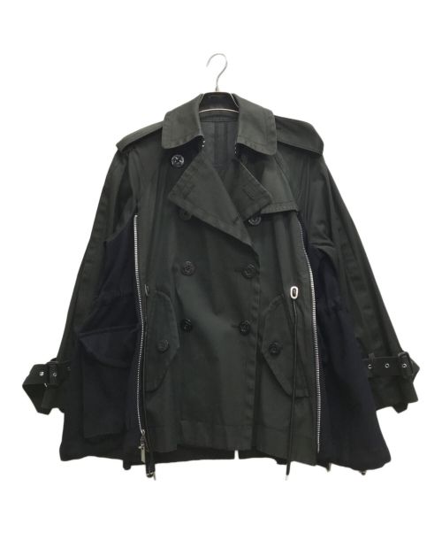 sacai（サカイ）sacai (サカイ) コットンコーティング トレンチジャケット ブラック サイズ:1の古着・服飾アイテム