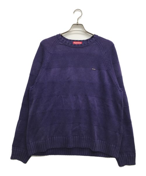 SUPREME（シュプリーム）SUPREME (シュプリーム) Small Box Stripe Sweater パープル サイズ:Lの古着・服飾アイテム