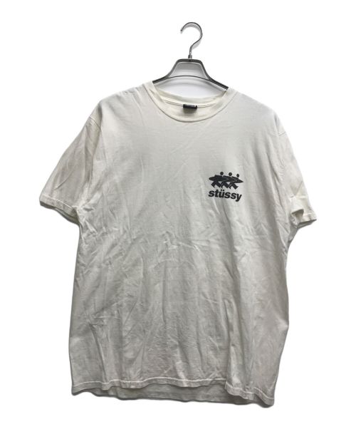 stussy（ステューシー）stussy (ステューシー) サーフマンプリントTシャツ ホワイト サイズ:Lの古着・服飾アイテム