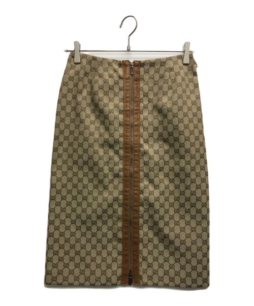 GUCCI（グッチ）GUCCI (グッチ) GGキャンバス タイトスカート ベージュ サイズ:38の古着・服飾アイテム