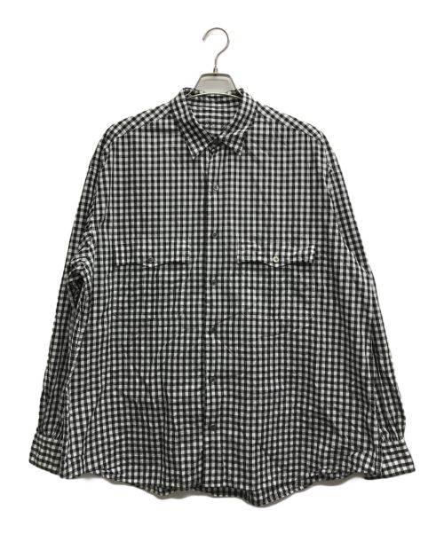 Porter Classic（ポータークラシック）Porter Classic (ポータークラシック) ROLL UP GINGHAM CHECK SHIRT ホワイト×ブラック サイズ:XLの古着・服飾アイテム