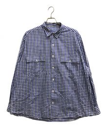 Porter Classic（ポータークラシック）の古着「ROLL UP GINGHAM CHECK SHIRT」｜ブルー