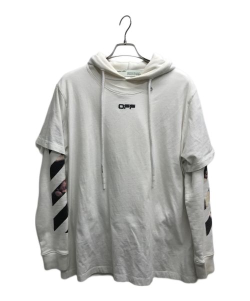 OFFWHITE（オフホワイト）OFFWHITE (オフホワイト) CARAVAG ARROW DOUBLE TEE HOOD ホワイト サイズ:Sの古着・服飾アイテム