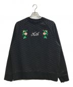 KITHキス）の古着「Floral Souvenir Crewneck / フローラルスーベニアクルーネック」｜ブラック