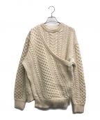 CLANEクラネ）の古着「ASYMMETRY CABLE KNIT/アシンメトリー ケーブル ニット」｜アイボリー