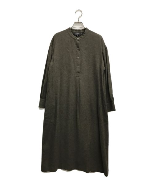 A.P.C.（アーペーセー）A.P.C. (アーペーセー) ハーフボタンウールワンピース ブラウン サイズ:34の古着・服飾アイテム