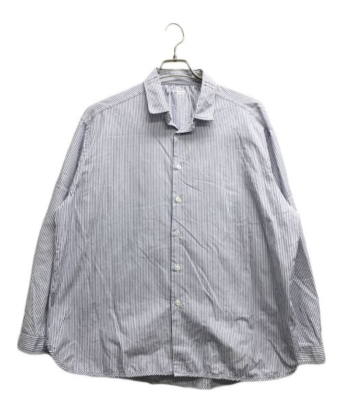 MANAVE（マナベ）MANAVE (マナベ) Tuck Collar Stripe Shirts/タック カラー ストライプ シャツ ホワイト×スカイブルー サイズ:Sの古着・服飾アイテム