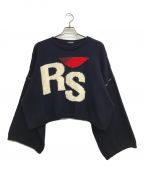 RAF SIMONSラフシモンズ）の古着「Loose fit cropped wool jacquard RS sweater」｜ネイビー