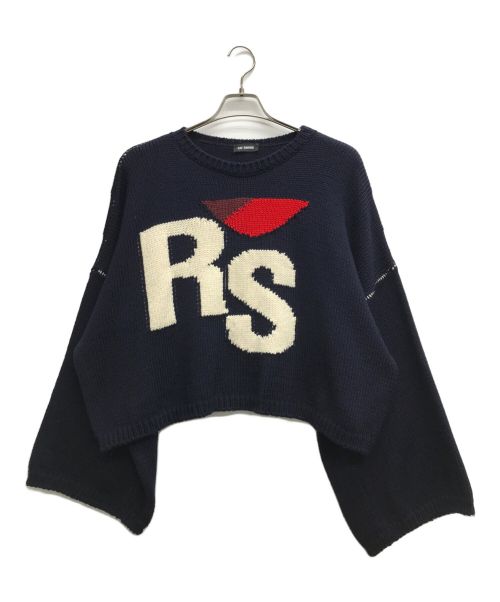 RAF SIMONS（ラフシモンズ）RAF SIMONS (ラフシモンズ) Loose fit cropped wool jacquard RS sweater ネイビー サイズ:Sの古着・服飾アイテム