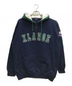 X-LARGEエクストララージ）の古着「CONTRAST COLOR HALF ZIP HOODED SWEAT」｜ネイビー