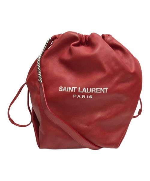 Saint Laurent Paris（サンローランパリ）Saint Laurent Paris (サンローランパリ) Teddy Bucket Bag Leather Small レッドの古着・服飾アイテム