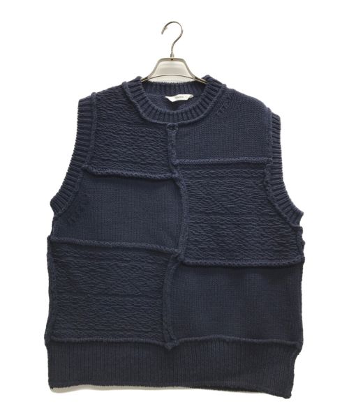 Name.（ネーム）Name. (ネーム) PATCHWORK KNIT VEST ネイビー サイズ:1の古着・服飾アイテム