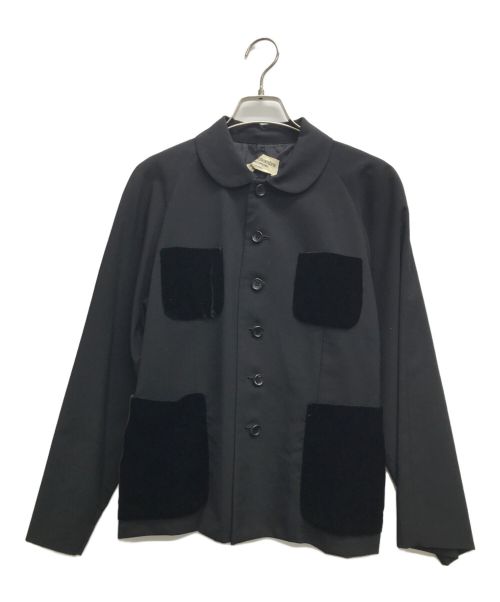 ROBE DE CHAMBRE COMME DES GARCONS（ローブドシャンブル コムデギャルソン）ROBE DE CHAMBRE COMME DES GARCONS (ローブドシャンブル コムデギャルソン) 丸襟ウールジャケット ブラック サイズ:記載無しの古着・服飾アイテム