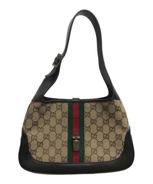 GUCCI（グッチ）GUCCI (グッチ) GGキャンパスジャッキーラインハンドバッグ ベージュの古着・服飾アイテム