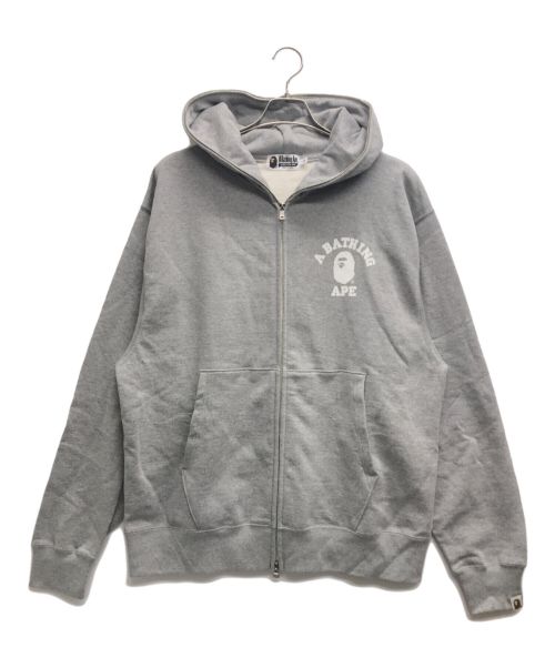 A BATHING APE（アベイシングエイプ）A BATHING APE (アベイシングエイプ) College Relaxed Fit Full Zip Hoodie/カレッジ リラックスド フィット ジップ フーディー グレー サイズ:XLの古着・服飾アイテム