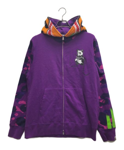 A BATHING APE（アベイシングエイプ）A BATHING APE (アベイシングエイプ) Color Camo Panda Full Zip Hoodie/カラー カモ パンダ フル ジップ フーディ パープル サイズ:Lの古着・服飾アイテム