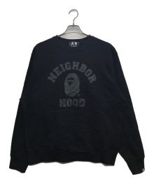 A BATHING APE×NEIGHBORHOOD（アベイシングエイプ×ネイバーフッド）の古着「BAPE NBHD RELAXED FIT CREWNECK/ベイプ ネイバーフッド リラックスド フィット クルーネック」｜ブラック