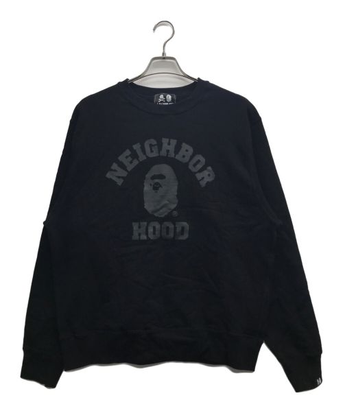 A BATHING APE（アベイシングエイプ）A BATHING APE NEIGHBORHOOD (ネイバーフッド) BAPE NBHD RELAXED FIT CREWNECK/ベイプ ネイバーフッド リラックスド フィット クルーネック ブラック サイズ:Lの古着・服飾アイテム