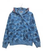 A BATHING APEアベイシングエイプ）の古着「Honeycomb Camo Shark Full Zip Hoodie/ハニーコンボ カモ シャーク フル ジップ フーディ」｜ブルー