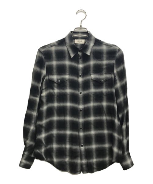 CELINE（セリーヌ）CELINE (セリーヌ) Skinny Western Check Shirt ブラック サイズ:37の古着・服飾アイテム