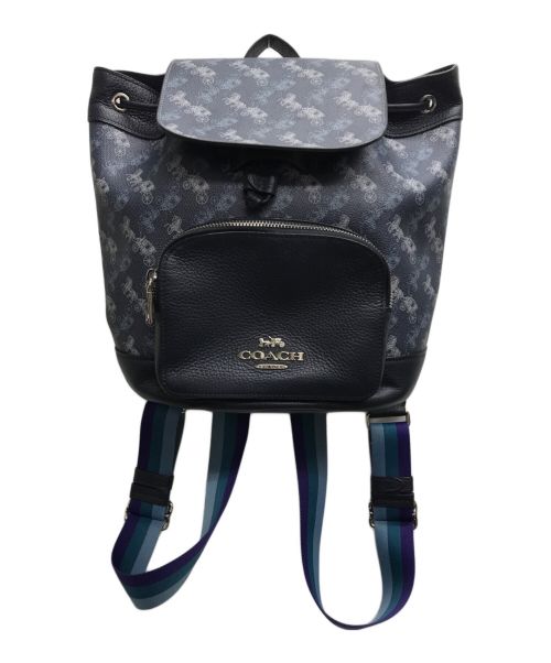 COACH（コーチ）COACH (コーチ) JES BACKPACK WITH HORSE AND CARRIAGE PRINT ネイビーの古着・服飾アイテム