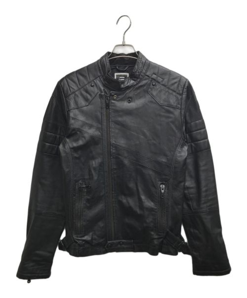 G-STAR RAW（ジースターロゥ）G-STAR RAW (ジースターロゥ) MERCHANT LEATHER JKT/マーチャント レザー ジャケット ブラック サイズ:Mの古着・服飾アイテム