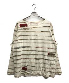 Porter Classic（ポータークラシック）の古着「ARTIST BORDER BOAT NECK SHIRT(アーティストボーダーボートネックシャツ)」｜アイボリー