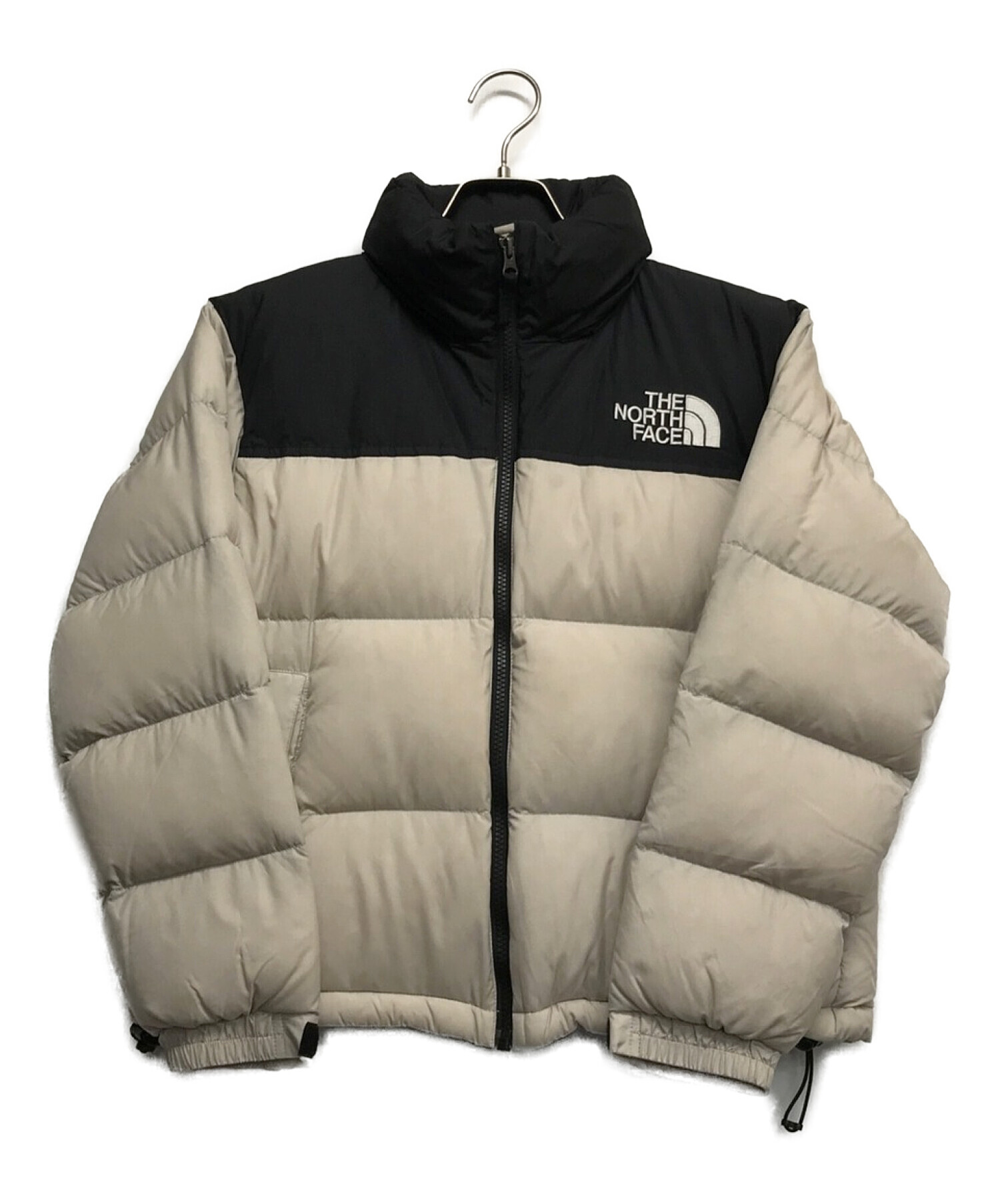 THE NORTH FACE (ザ ノース フェイス) ショートヌプシダウンジャケット ベージュ×ブラック サイズ:S