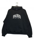 BALENCIAGAバレンシアガ）の古着「PARIS刺繍プルオーバーパーカー」｜ブラック