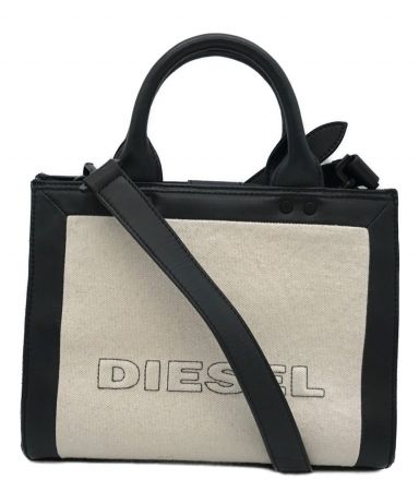 [中古]DIESEL(ディーゼル)のレディース バッグ 2WAYレザーキャンバストートバッグ