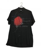 Yohji Yamamoto pour hommeヨウジヤマモト プールオム）の古着「ダリアプリントブロード半袖 シャツ」｜ブラック