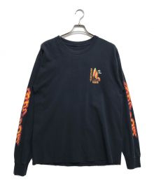 unknown（アンノーン）の古着「オールドプリント長袖Tシャツ」｜ダークネイビー