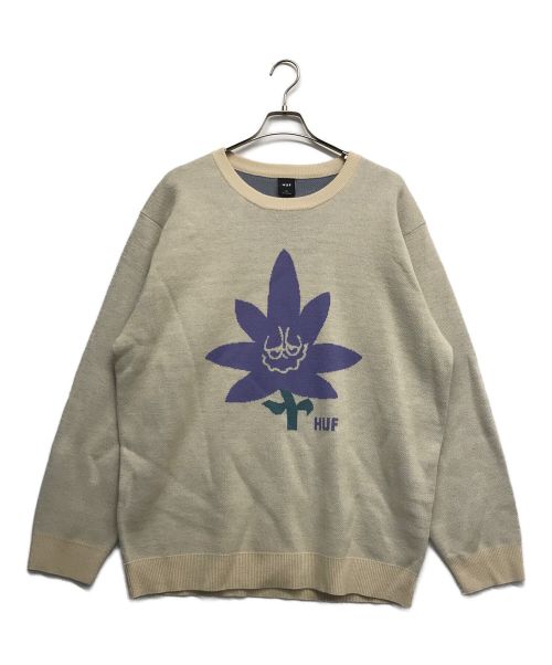 HUF（ハフ）HUF (ハフ) PURPLE BUDDY SWEATER ベージュ サイズ:XLの古着・服飾アイテム