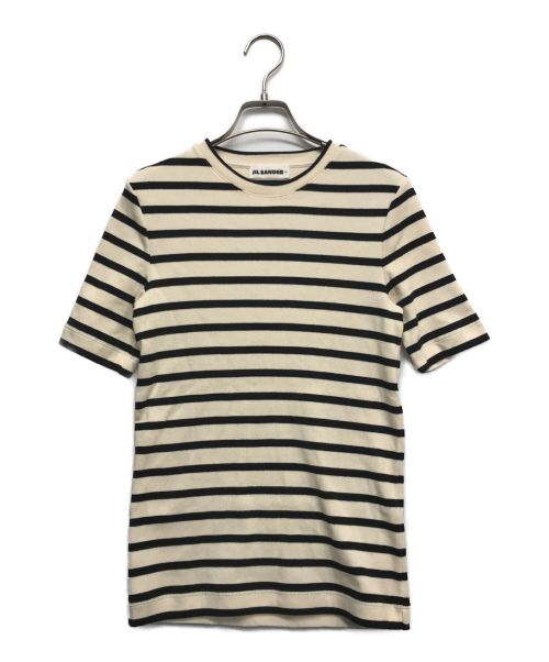 JIL SANDER（ジルサンダー）JIL SANDER (ジルサンダー) ロゴラベル ボーダーTシャツ ベージュ サイズ:XSの古着・服飾アイテム