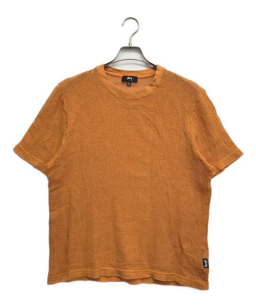 stussy（ステューシー）stussy (ステューシー) コットンメッシュTシャツ オレンジ サイズ:Lの古着・服飾アイテム