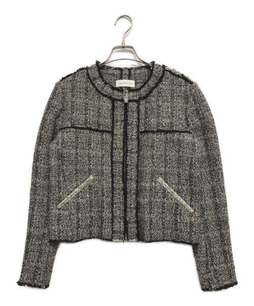 ISABEL MARANT（イザベルマラン）ISABEL MARANT (イザベルマラン) ノーカラーツイードジャケット グレー サイズ:36の古着・服飾アイテム