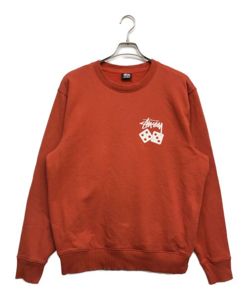 stussy（ステューシー）stussy (ステューシー) DICE CREW スウェット オレンジ サイズ:Mの古着・服飾アイテム