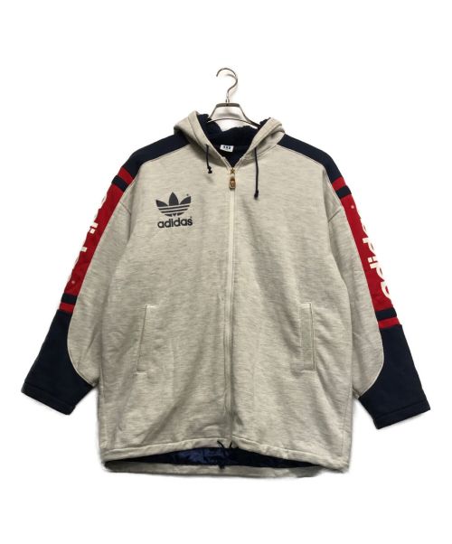 adidas（アディダス）adidas (アディダス) 裏ボアフーデッドジャケット グレー サイズ:Lの古着・服飾アイテム