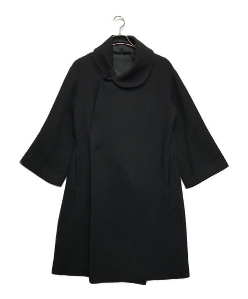 yohji yamamoto+noir（ヨウジヤマモトプリュスノアール）yohji yamamoto+Noir (ヨウジヤマモトプリュスノアール) ウールラウンドカラーオーバーコート ネイビー サイズ:3の古着・服飾アイテム