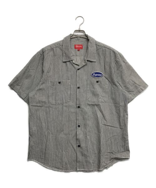 SUPREME（シュプリーム）Supreme (シュプリーム) Studded Patch S/S Work Shirt ネイビー サイズ:Lの古着・服飾アイテム