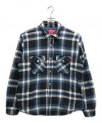 SUPREMEシュプリーム）の古着「Quilted Arc Logo Flannel Shirt」｜ネイビー