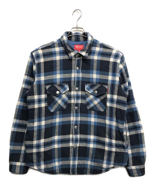 SUPREME（シュプリーム）Supreme (シュプリーム) Quilted Arc Logo Flannel Shirt ネイビー サイズ:Lの古着・服飾アイテム