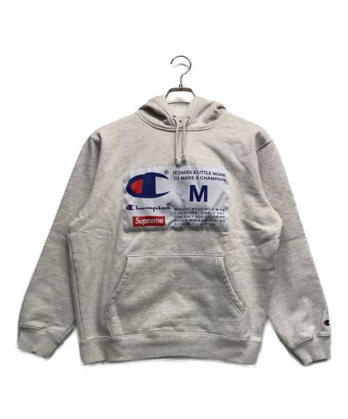 Champion（チャンピオン）Champion (チャンピオン) Supreme (シュプリーム) Label Hooded Sweatshirt グレー サイズ:Mの古着・服飾アイテム