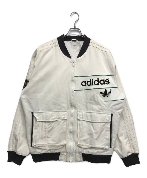 adidas（アディダス）adidas (アディダス) ビッグロゴジャケット ホワイト サイズ:Lの古着・服飾アイテム