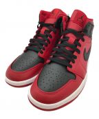 NIKEナイキ）の古着「ハイカットスニーカー / AIR JORDAN 1 MID」｜ブラック×レッド / GYM RED/B