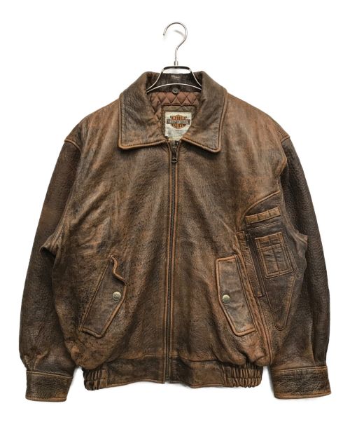 HARLEY-DAVIDSON（ハーレーダビッドソン）HARLEY-DAVIDSON (ハーレーダビッドソン) ラムレザージャケット ブラウン サイズ:Mの古着・服飾アイテム