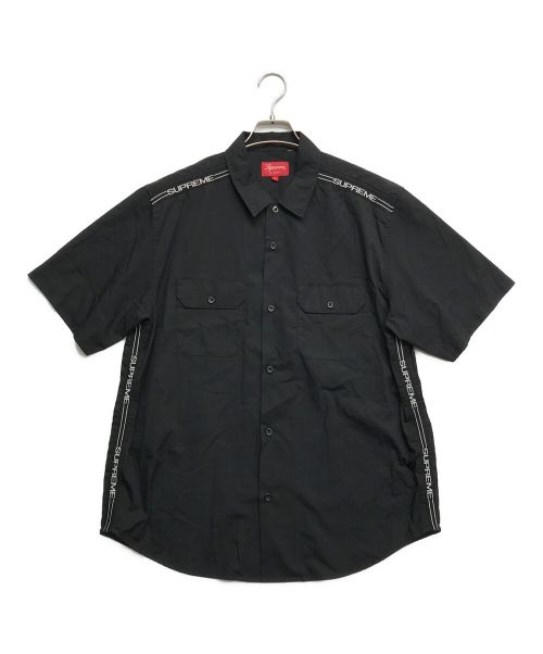 SUPREME（シュプリーム）Supreme (シュプリーム) ロゴリブショートスリーブワークシャツ ブラック サイズ:Lの古着・服飾アイテム