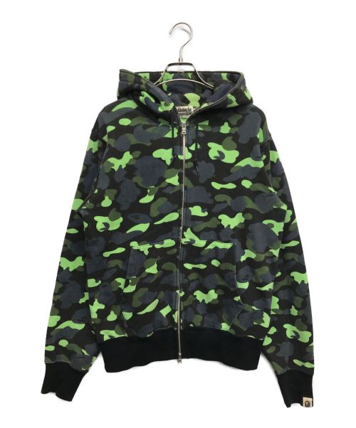 A BATHING APE（アベイシングエイプ）A BATHING APE (アベイシングエイプ) サルカモジップパーカー ネイビー×ブラック×グリーン サイズ:Mの古着・服飾アイテム