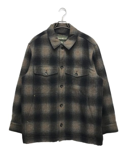 Eddie Bauer（エディーバウアー）Eddie Bauer (エディーバウアー) オンブレチェックジャケット ブラウン×グレー サイズ:Lの古着・服飾アイテム